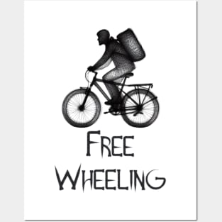 Free wheeling cyclist Posters and Art